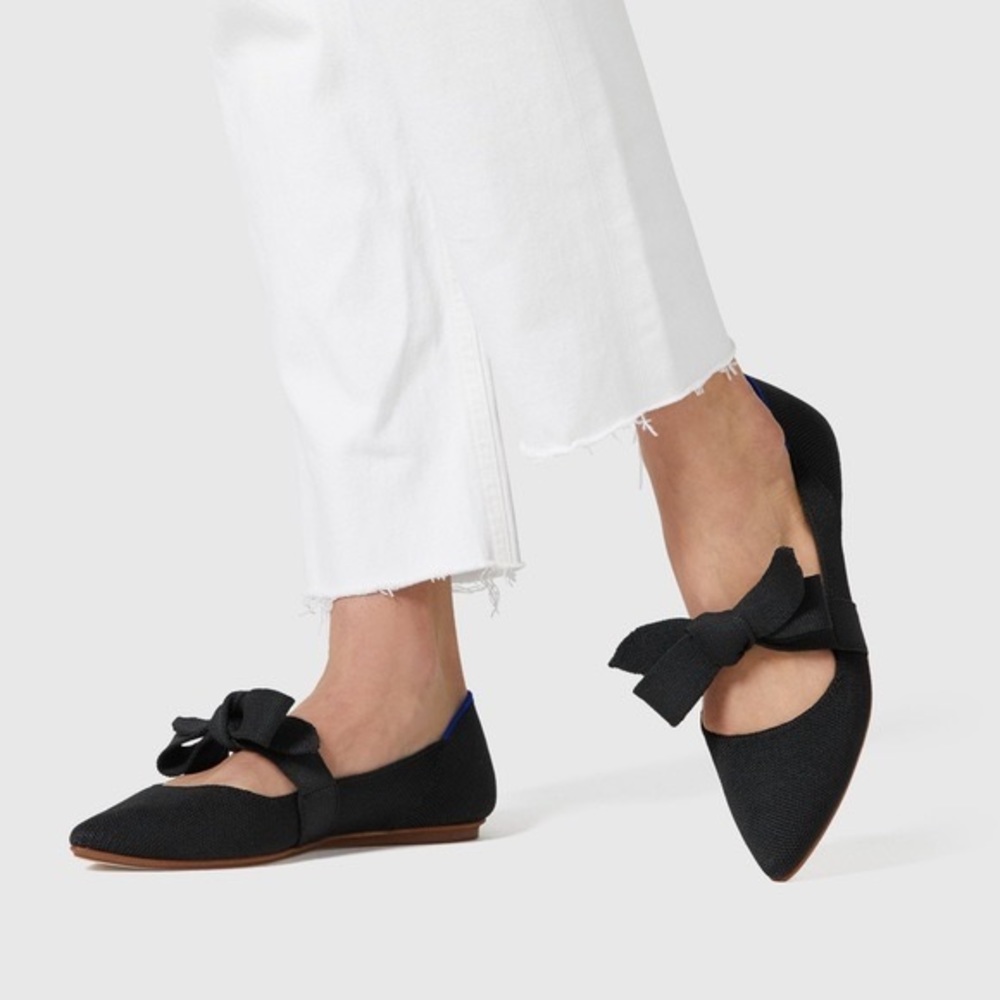 Rothy’s black tie point Mary Janes, size 10.5